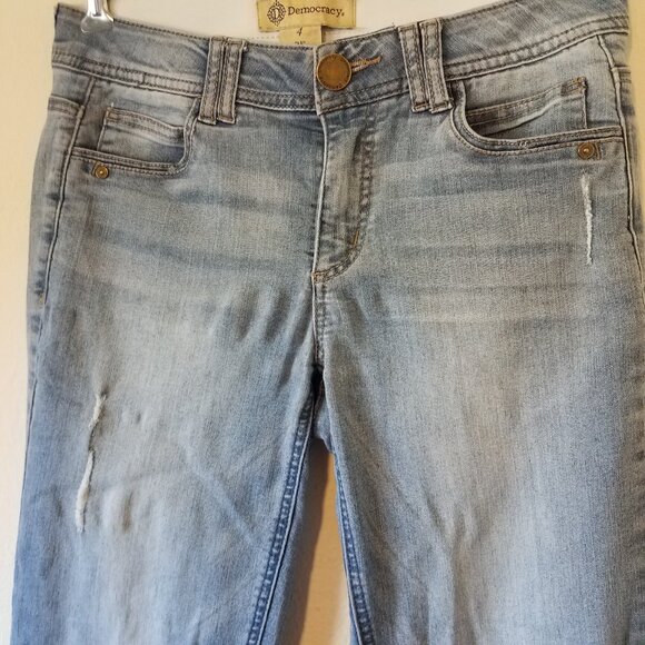 Democracy "Ab" Technology Distressed Straight Leg Jeans Women's 4 B2029Q4G3XX - Picture 4 of 11